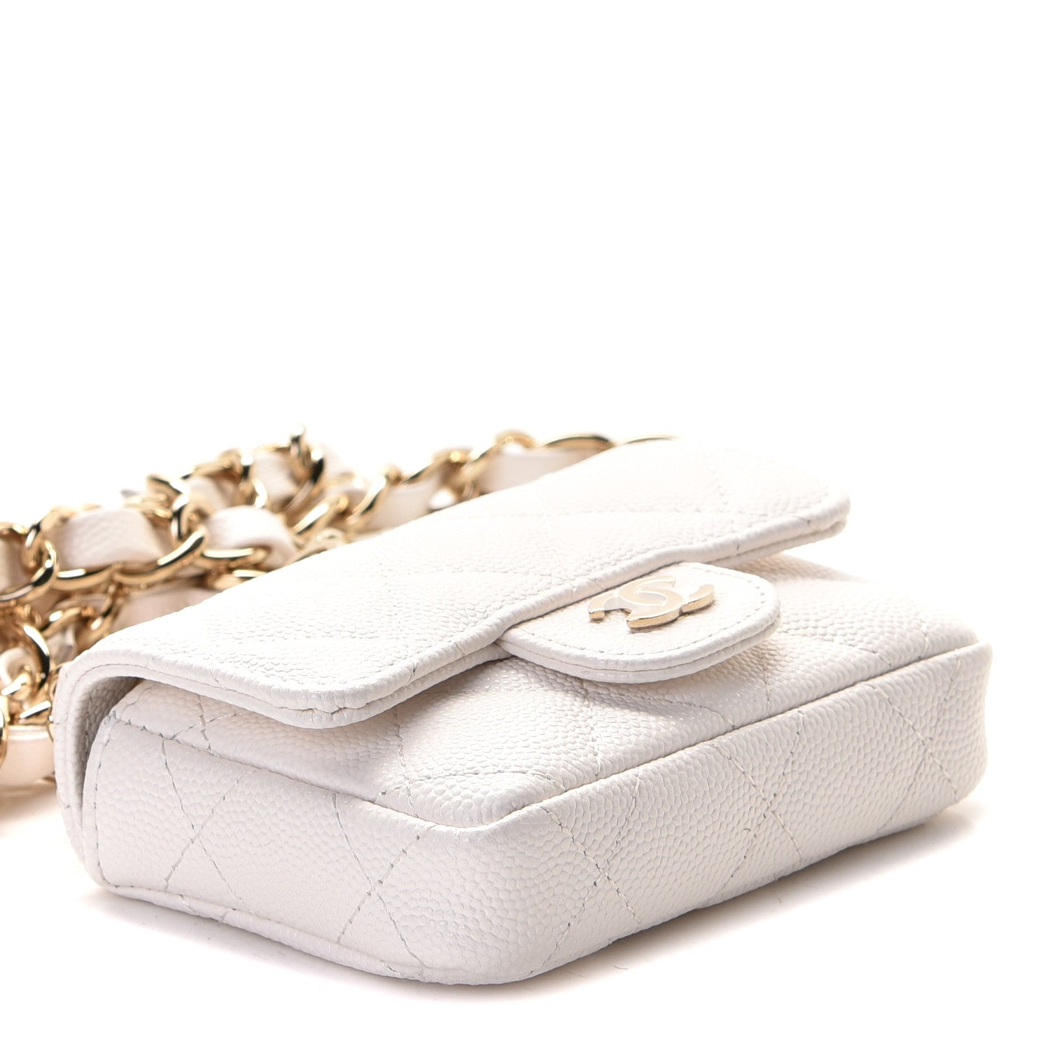 Chanel Caviar Quilted Mini Chain Belt Bag White 4 of 9