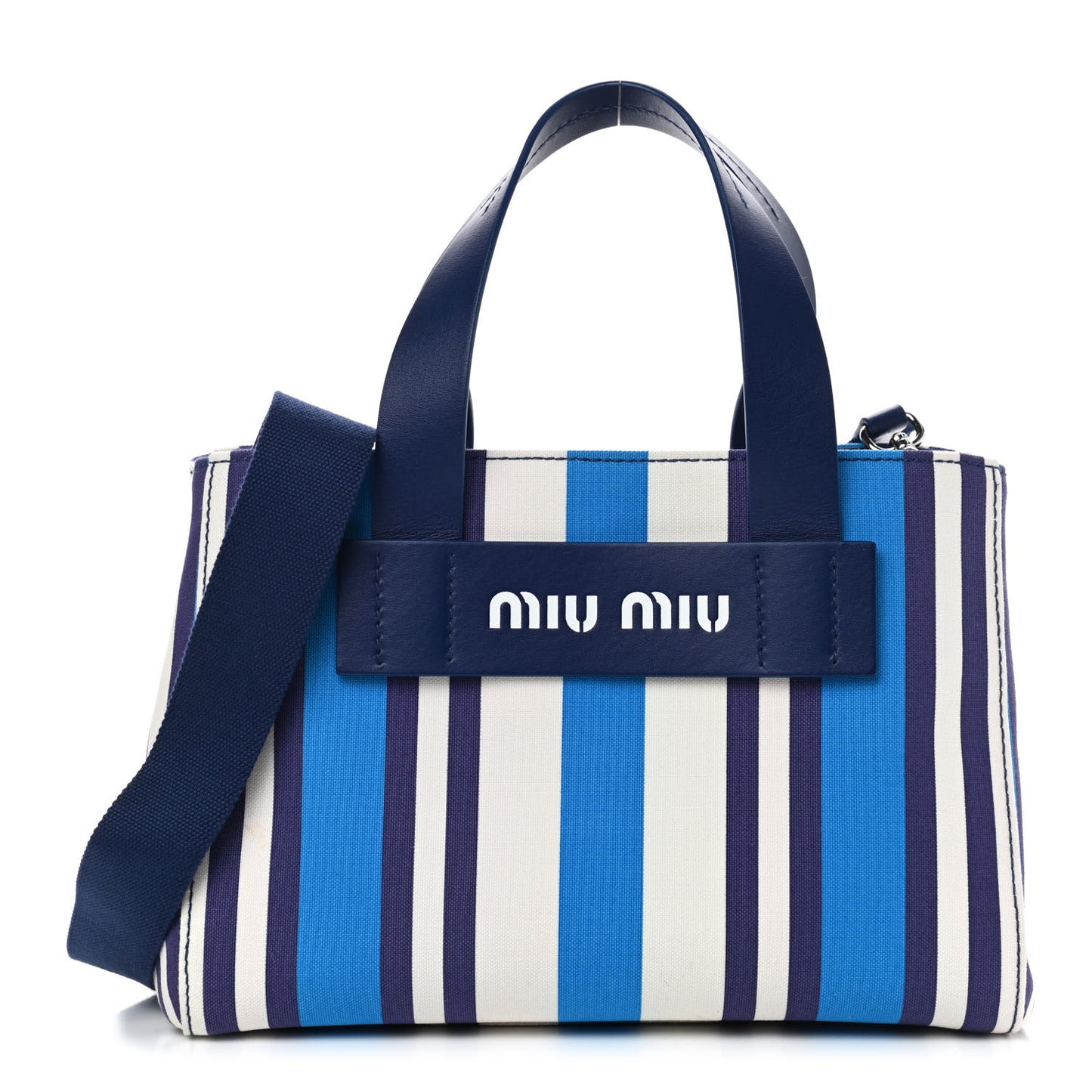 Canvas Striped Small Tote Blue White