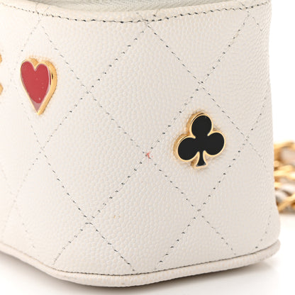 Chanel Caviar Quilted Enamel Coco Casino Mini Vanity Case With Chain White 13 of 17