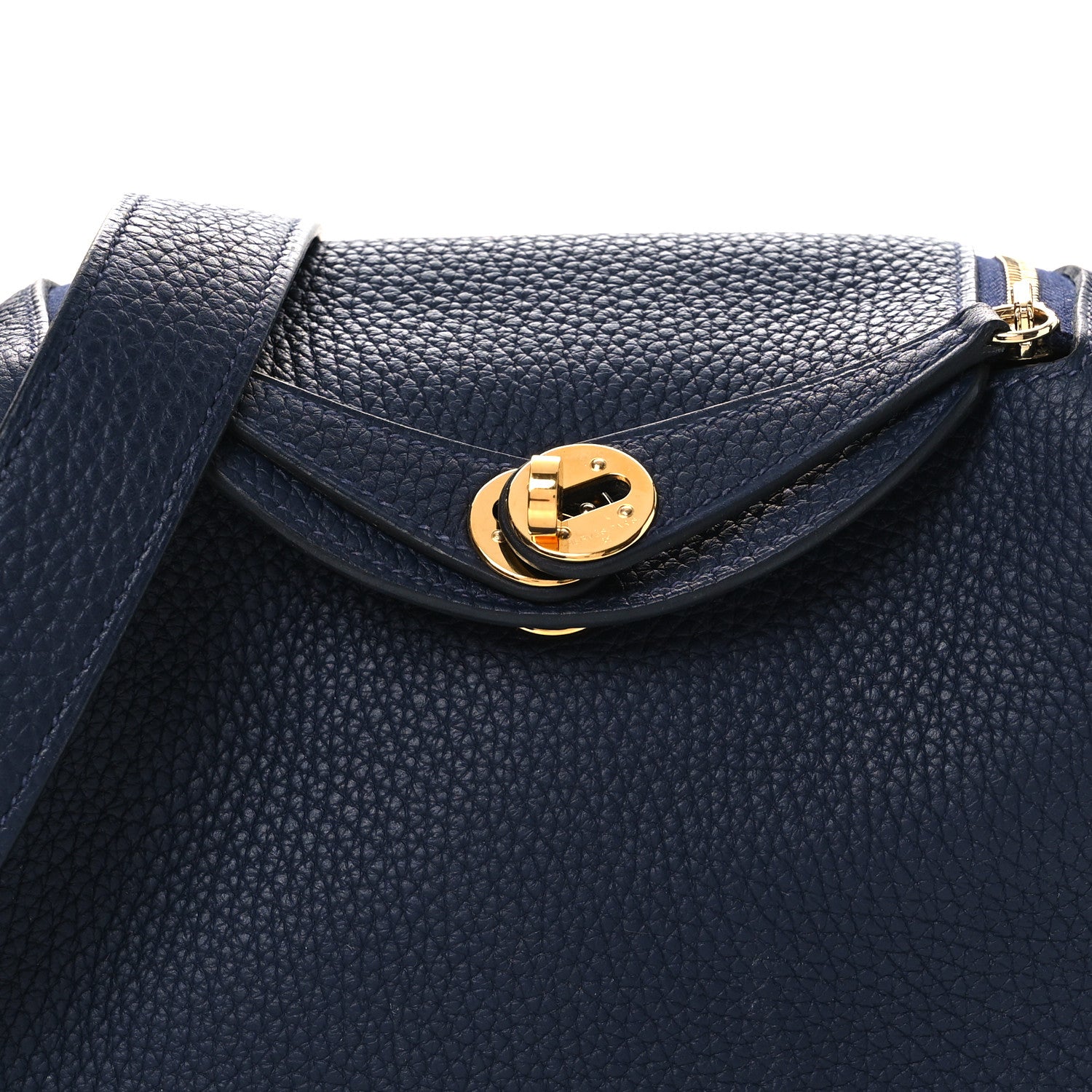 Hermes Taurillon Clemence Mini Lindy 20 Bleu Nuit 8 of 13