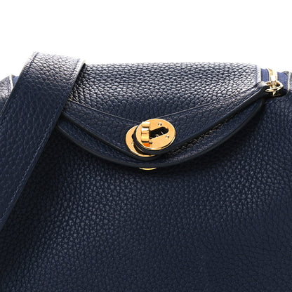 Hermes Taurillon Clemence Mini Lindy 20 Bleu Nuit 8 of 13