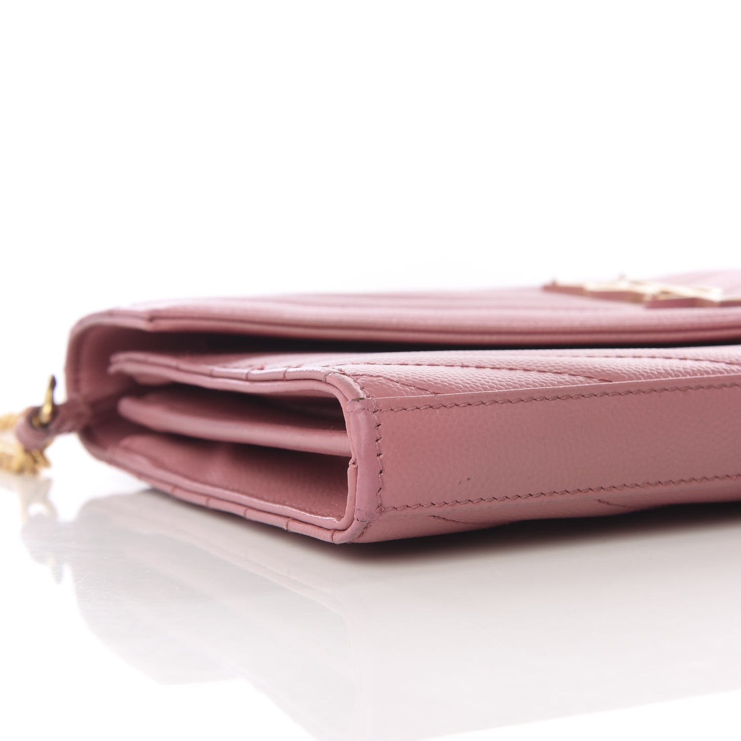 Grain De Poudre Matelasse Chevron Monogram Chain Wallet Blush Fonce