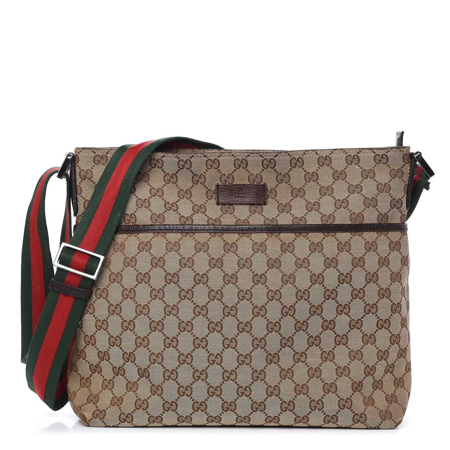 Monogram Web Medium Flat Messenger Bag Brown