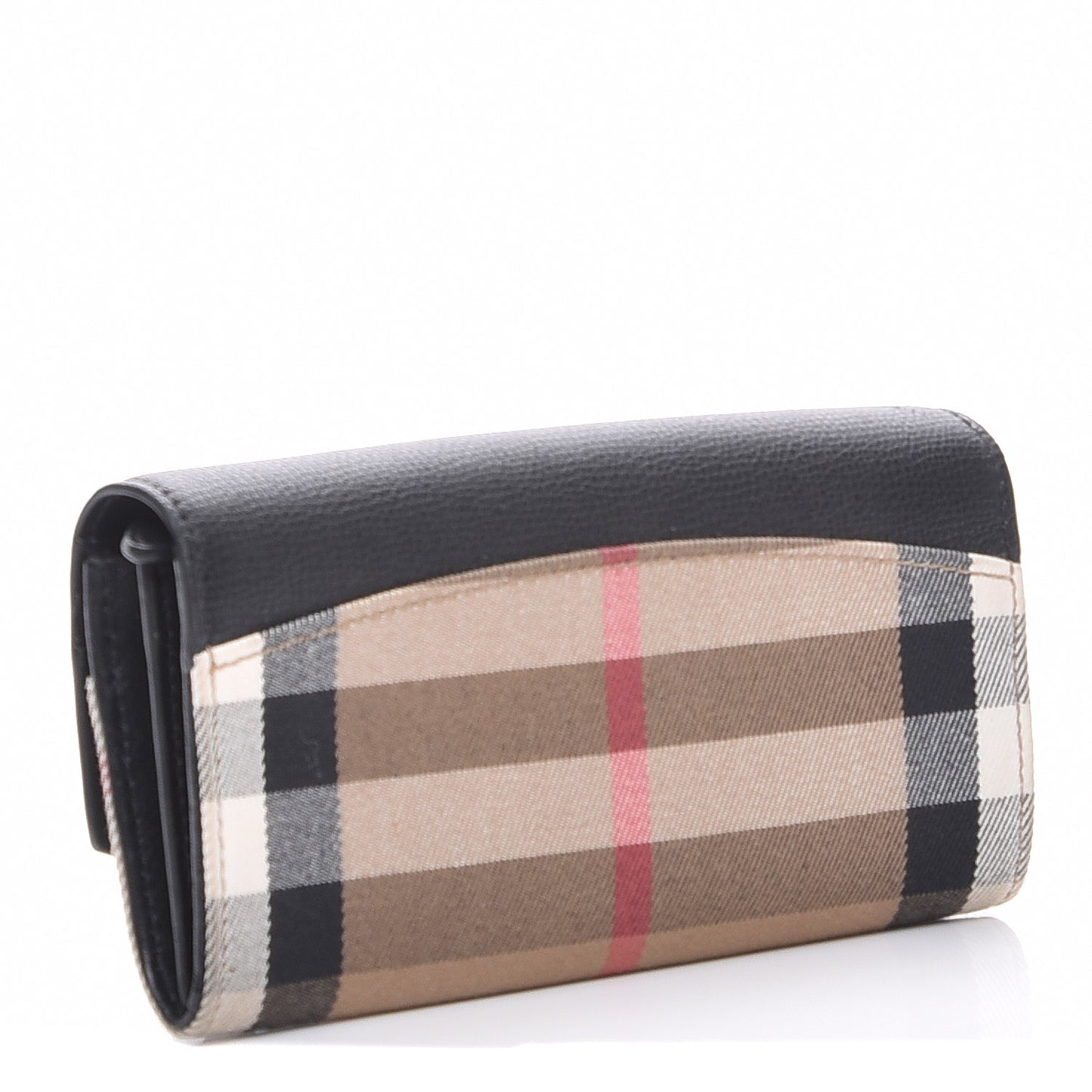 Calfskin House Check Porter Continental Wallet Black