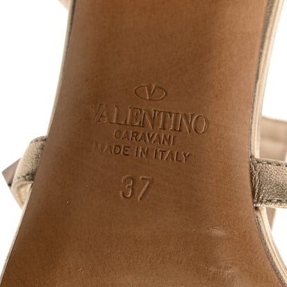 Valentino Garavani Metallic Calfskin Rockstud 60mm Caged Slide Sandals 37 Skin 7 of 12