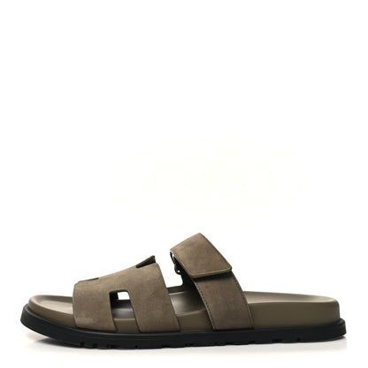 Hermes Suede Goatskin Mens Chypre Sandals 43 Vert Toundra 1 of 8