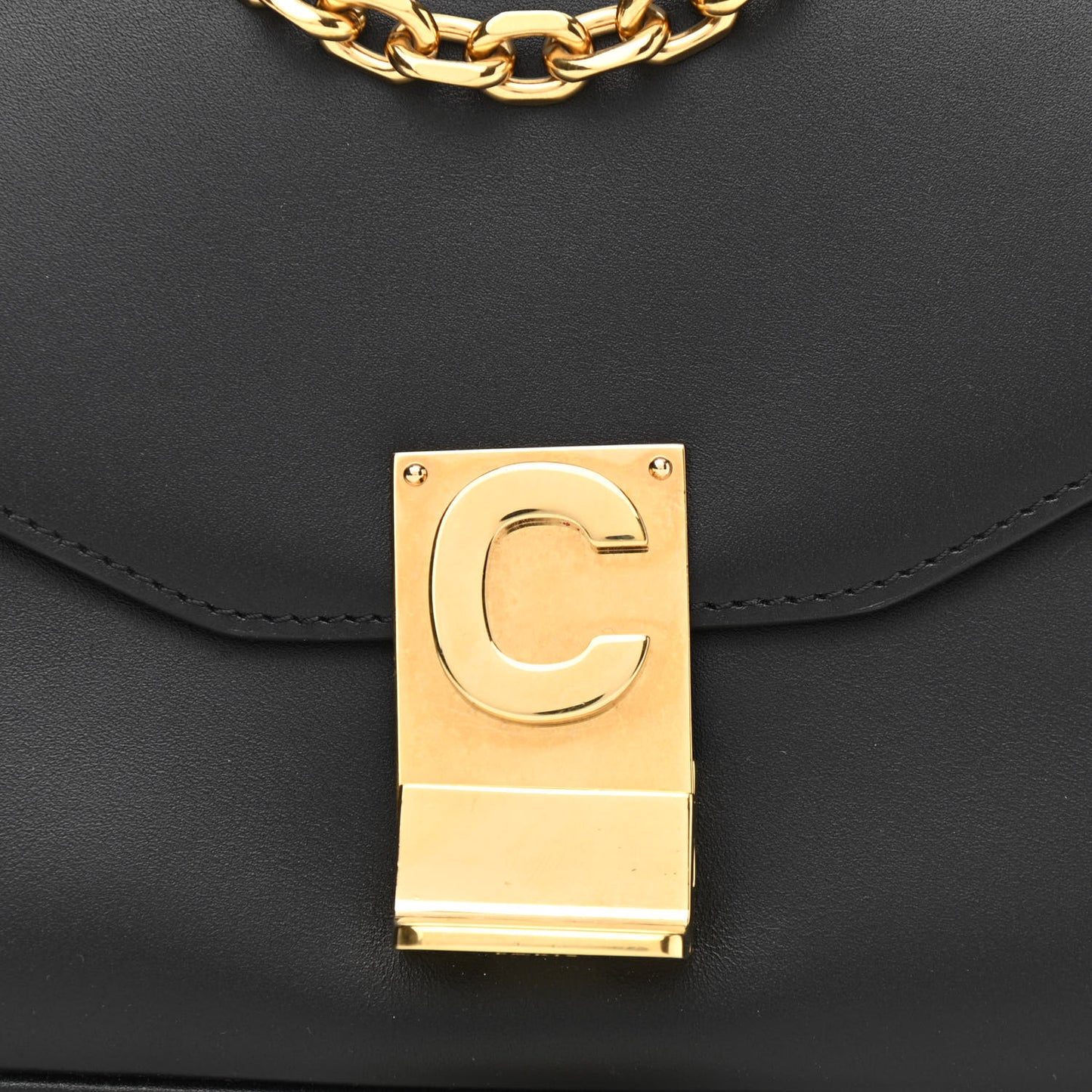 Shiny Calfskin Small C Bag Black