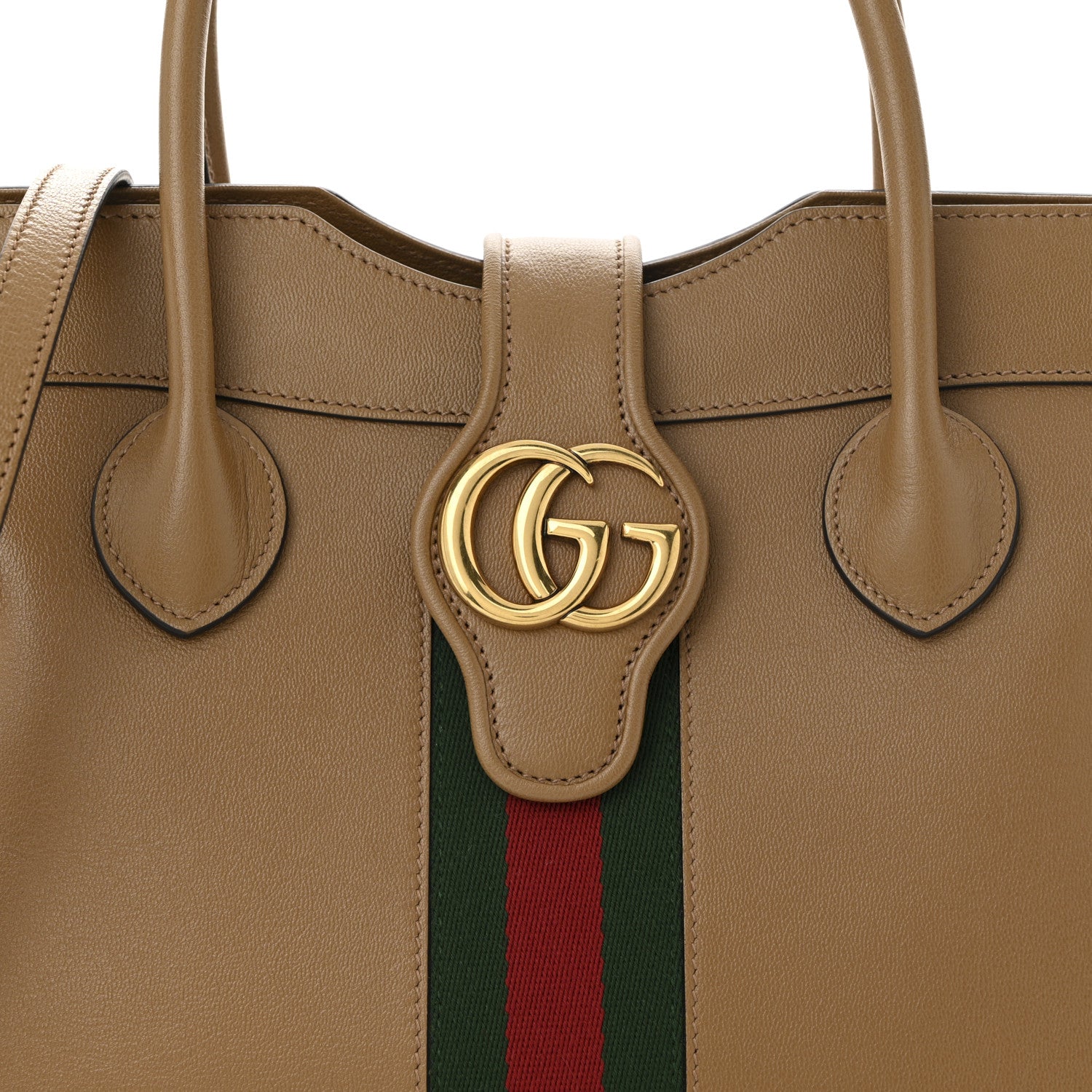 Gucci New Sakai Calfskin Lux Web Medium Dahlia Top Handle Shoulder Bag Quarz Beige 8 of 10