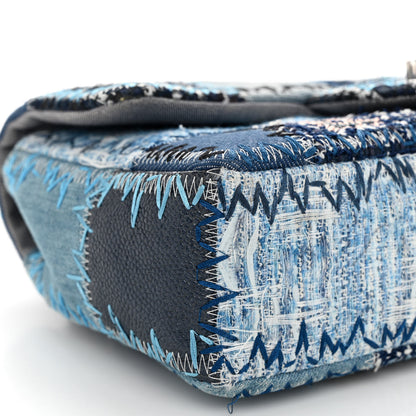 Chanel Denim Tweed Patchwork Medium Single Flap Blue 9 of 12