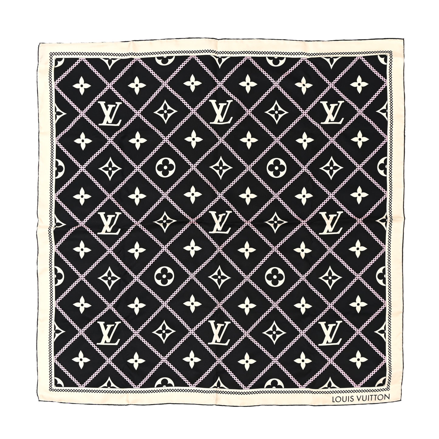 Silk Monogram Croisillon Scarf Black