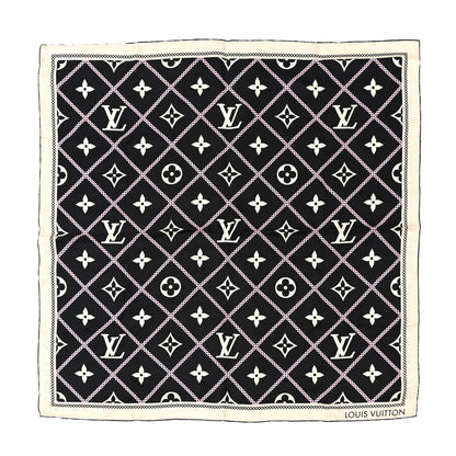 Louis Vuitton Silk Monogram Croisillon Scarf Black 1 of 10