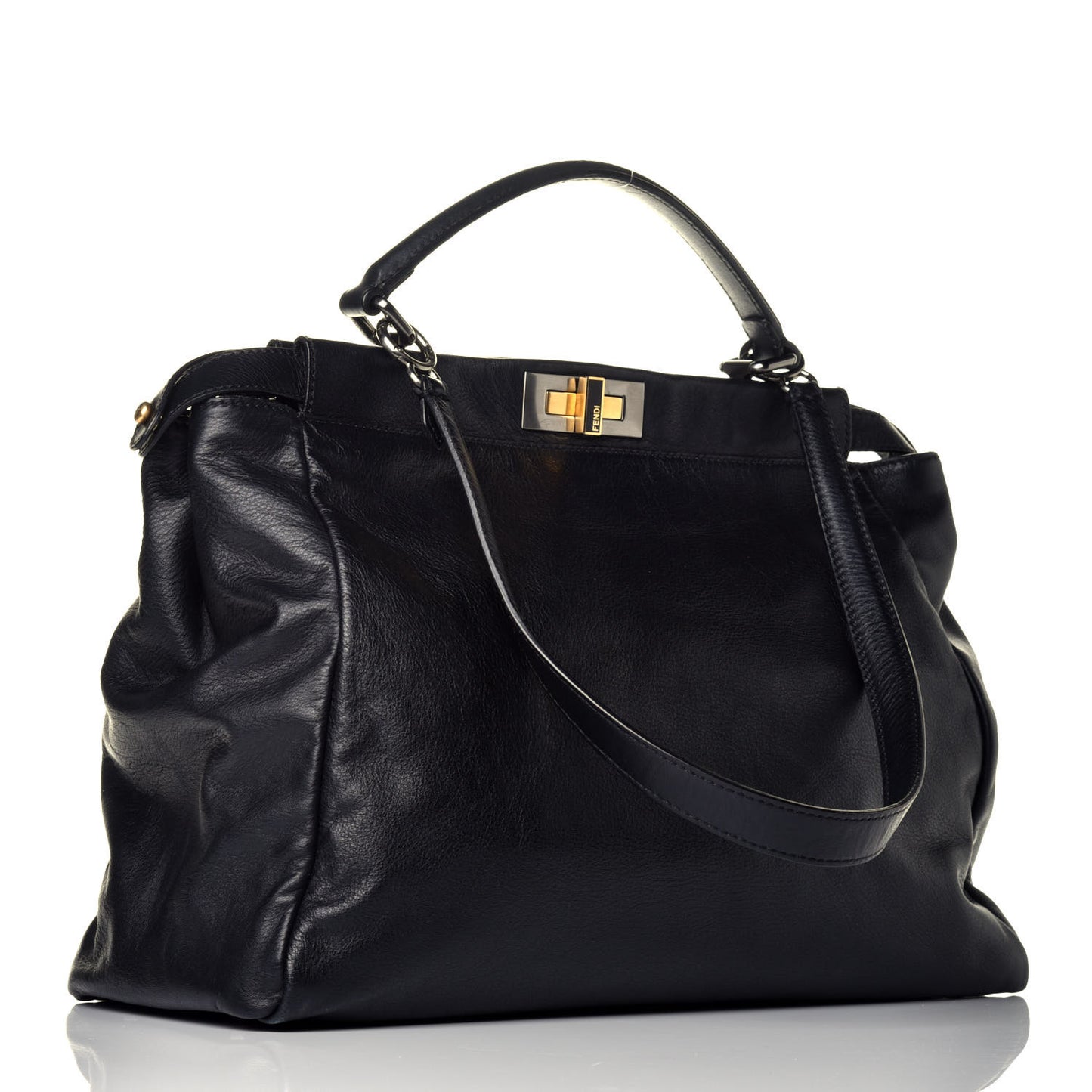 Vitello Suede Large Peekaboo Iconic Satchel Black