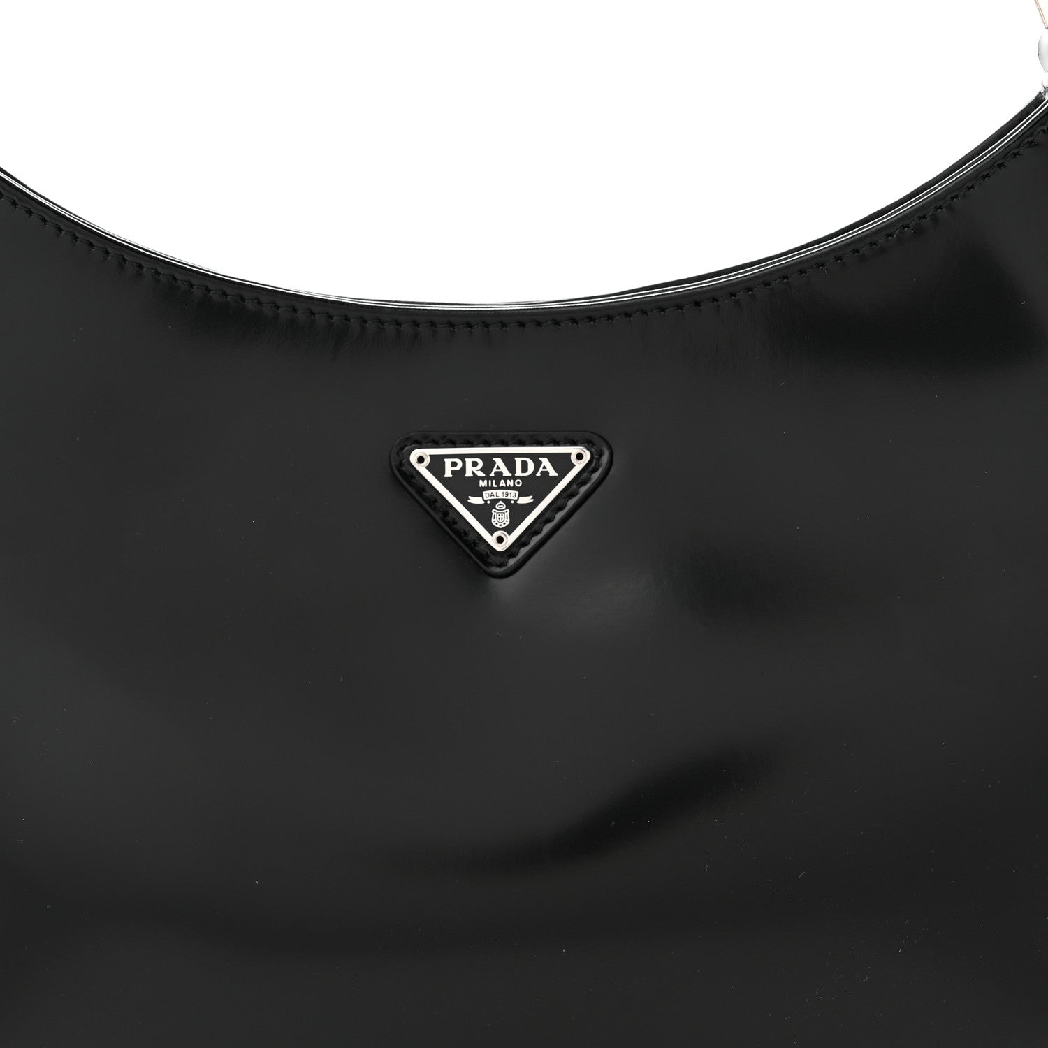 Prada Spazzolato Cleo Shoulder Bag Black 7 of 9