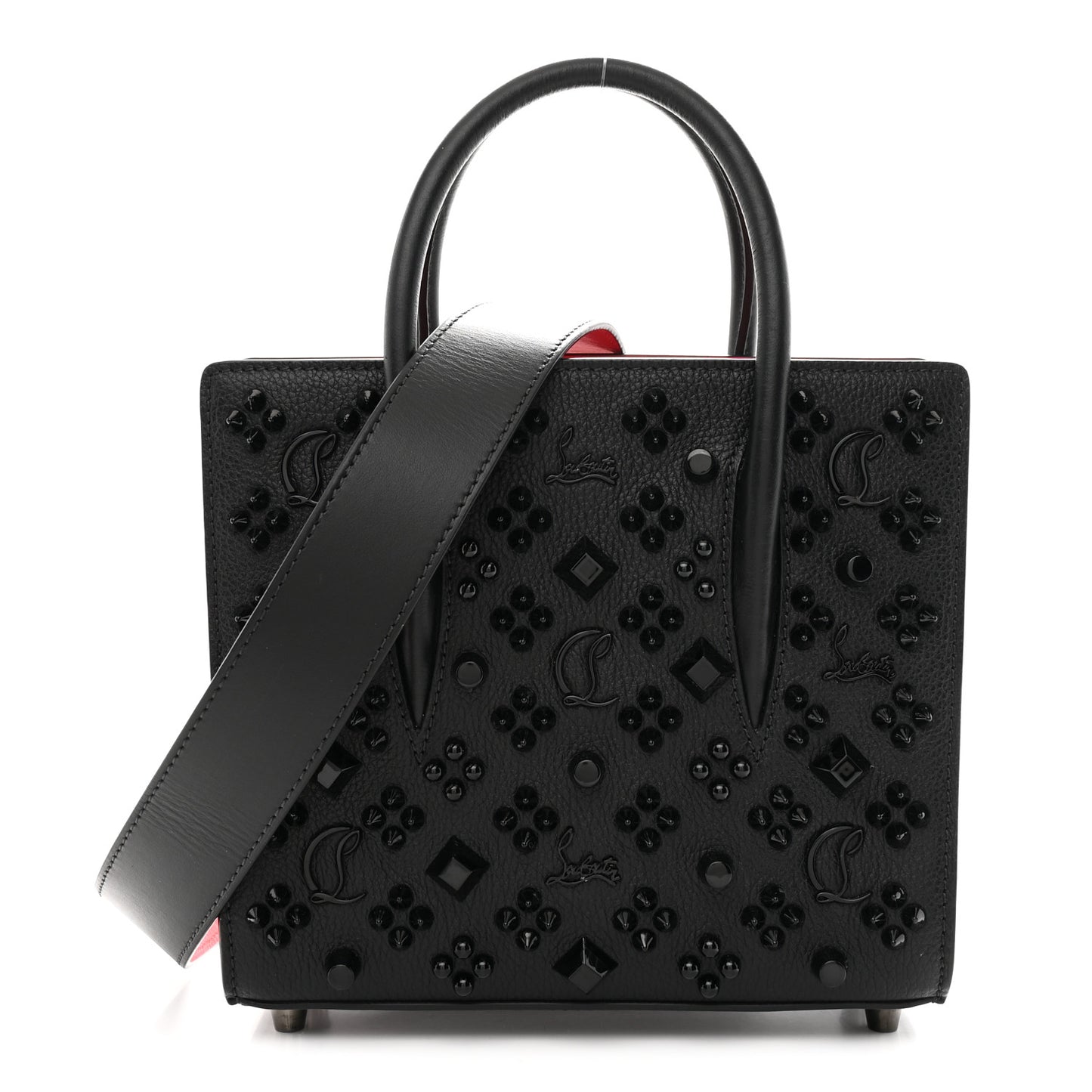 Calfskin Spikes Loubinthesky Mini Paloma Black