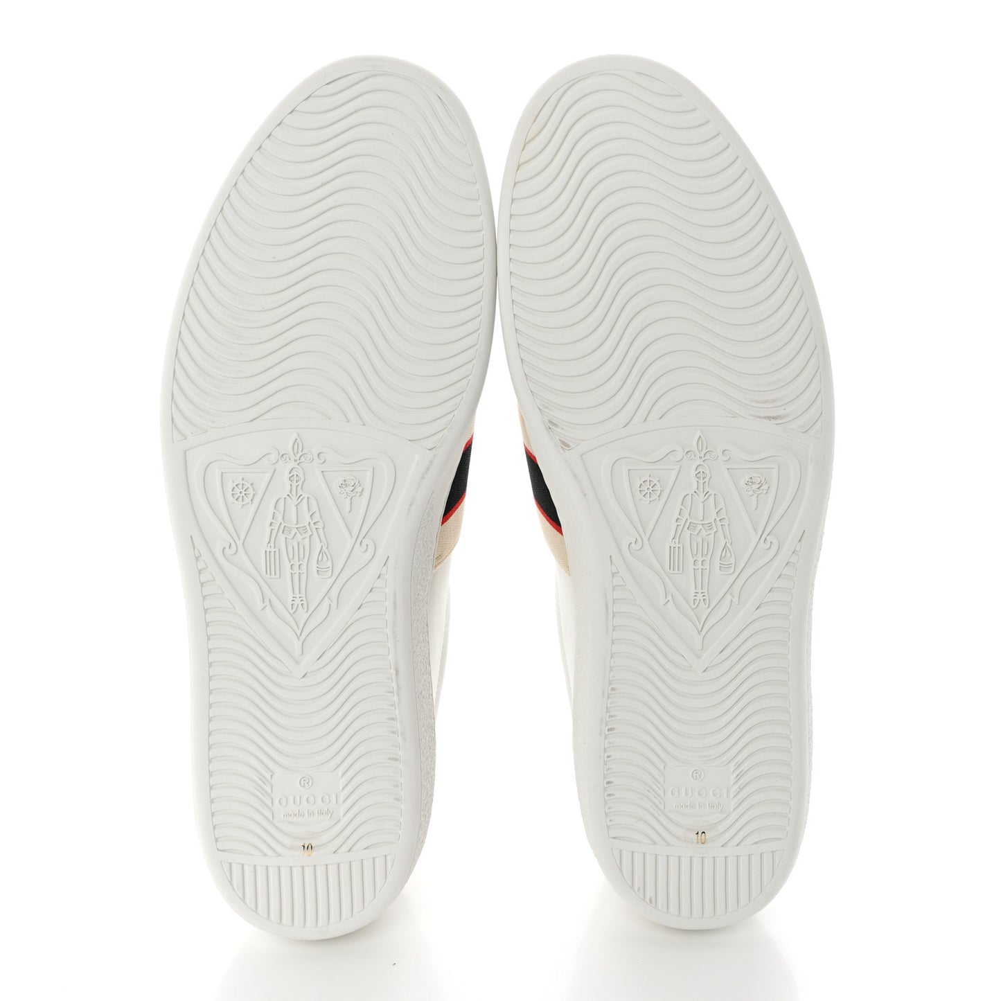 Calfskin Stripe Mens New Ace Sneakers 10 White Ecru Red Flame