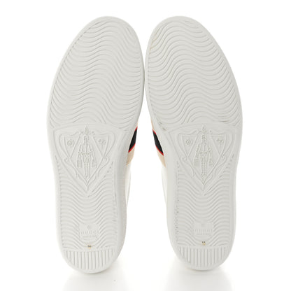 Gucci Calfskin Stripe Mens New Ace Sneakers 10 White Ecru Red Flame 5 of 9