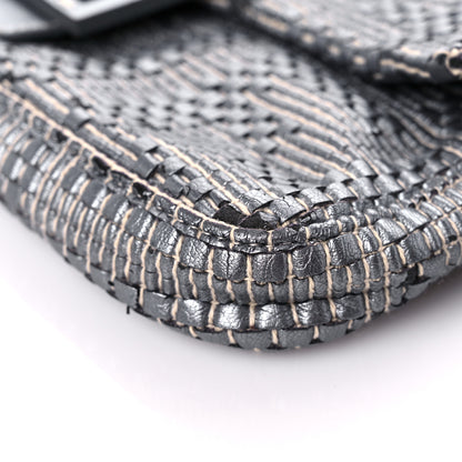 Fendi Metallic Lambskin Woven Baguette Grey 7 of 14