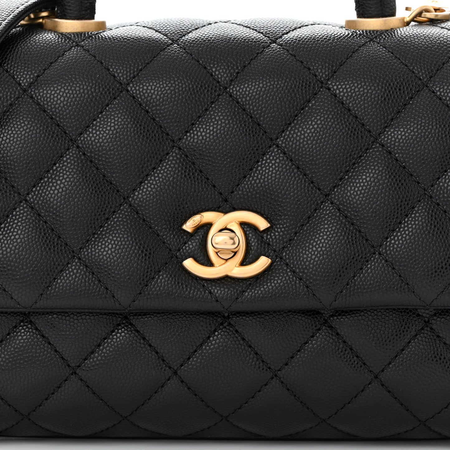 Caviar Quilted Mini Coco Handle Flap Black
