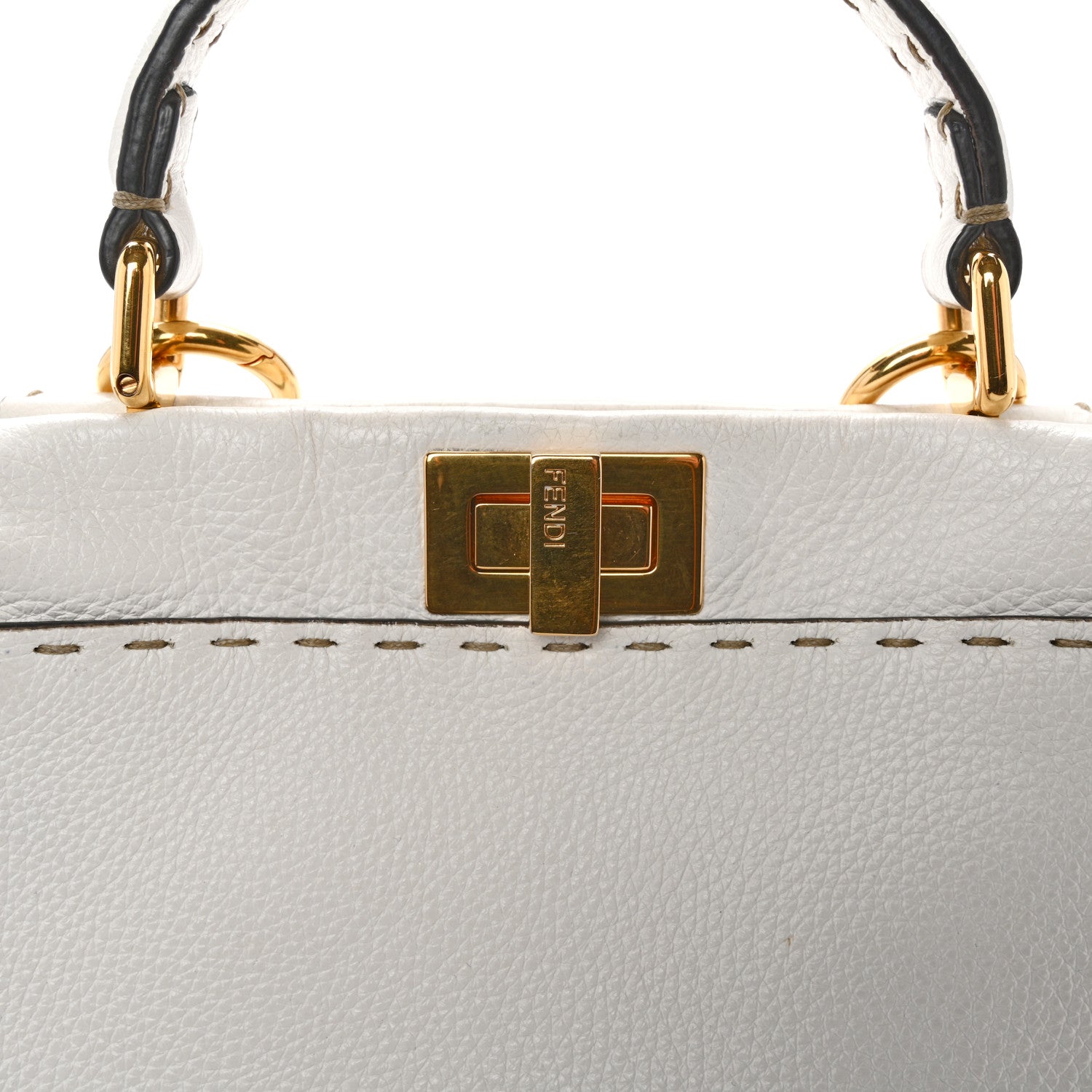 Fendi Cuoio Romano Selleria Mini Peekaboo Iconic Satchel White