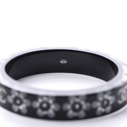 Chanel Resin Crystal CC Floral Bangle Bracelet Black 7 of 8