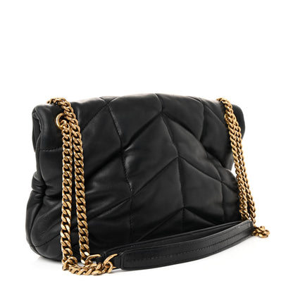Saint Laurent Lambskin Quilted Small Loulou Puffer Monogram Chain Satchel Black 3 of 12