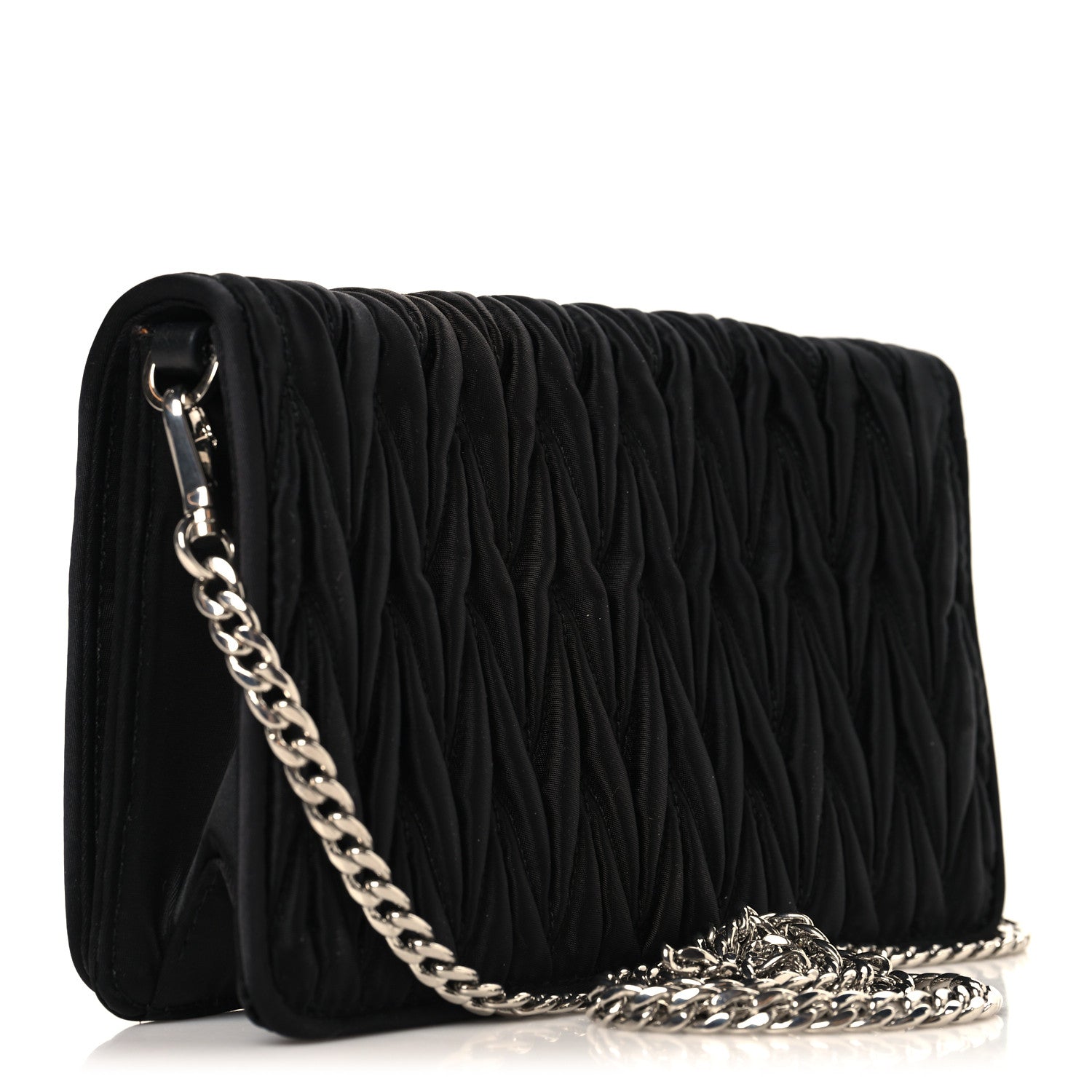 miu miu ブラック パーティーバッグ Miu Miu Tessuto Matelasse Delice Miu Logo Bag Black 1845198