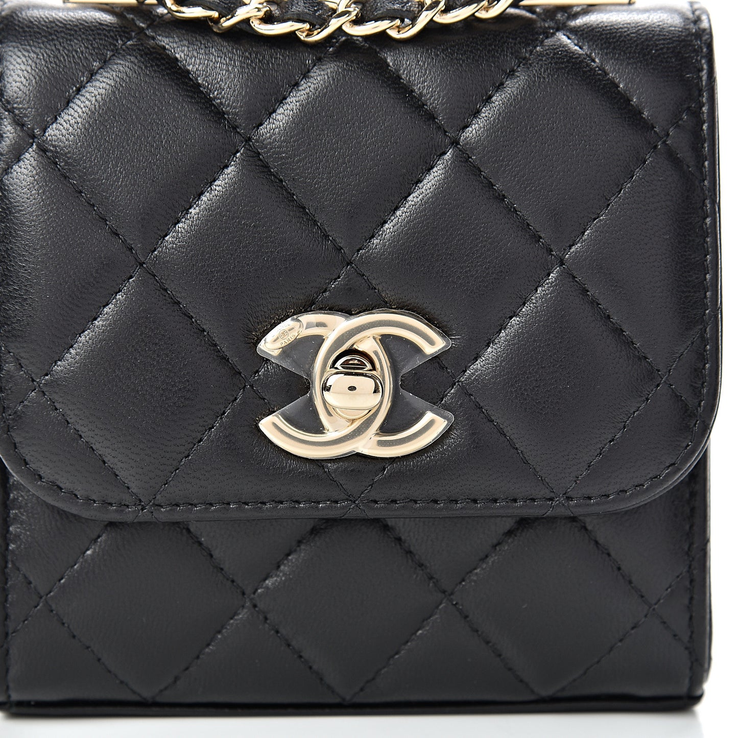 Lambskin Quilted Mini Trendy CC Chain Wallet Black