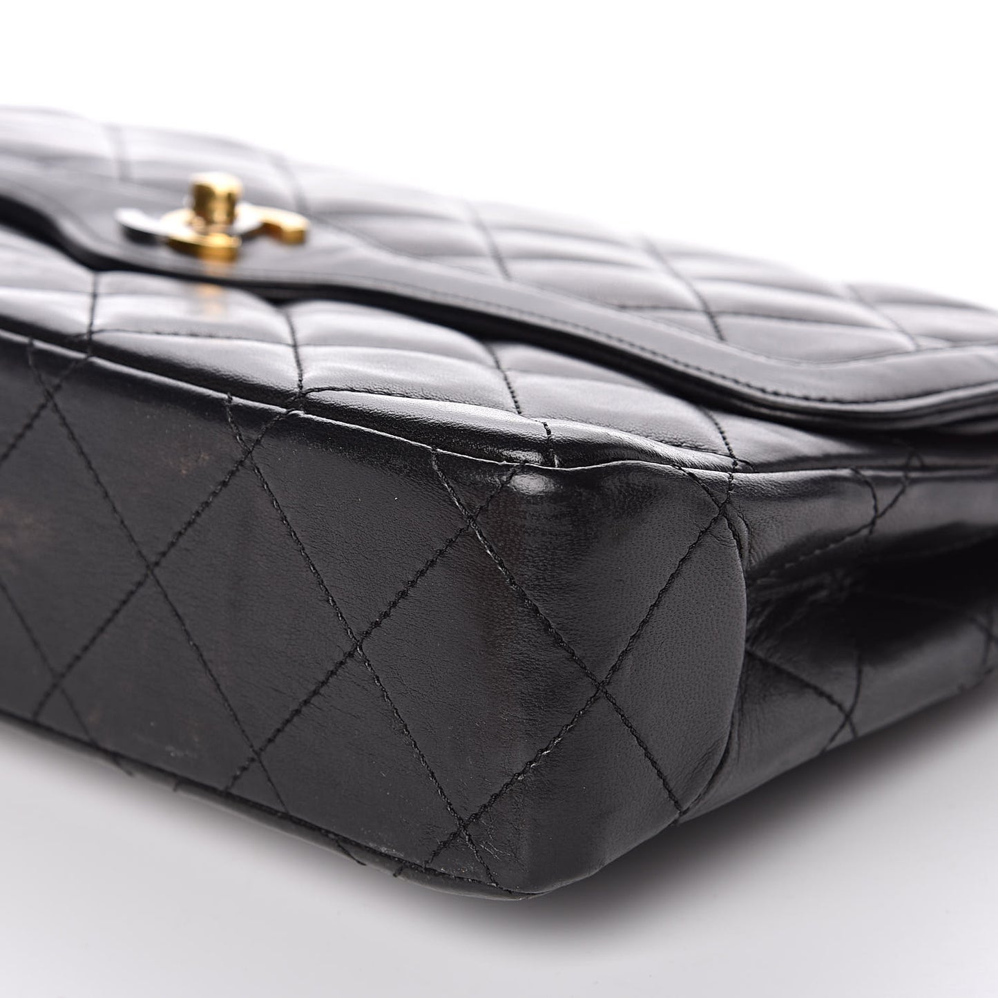 Lambskin Quilted Medium Double Flap Bag Black
