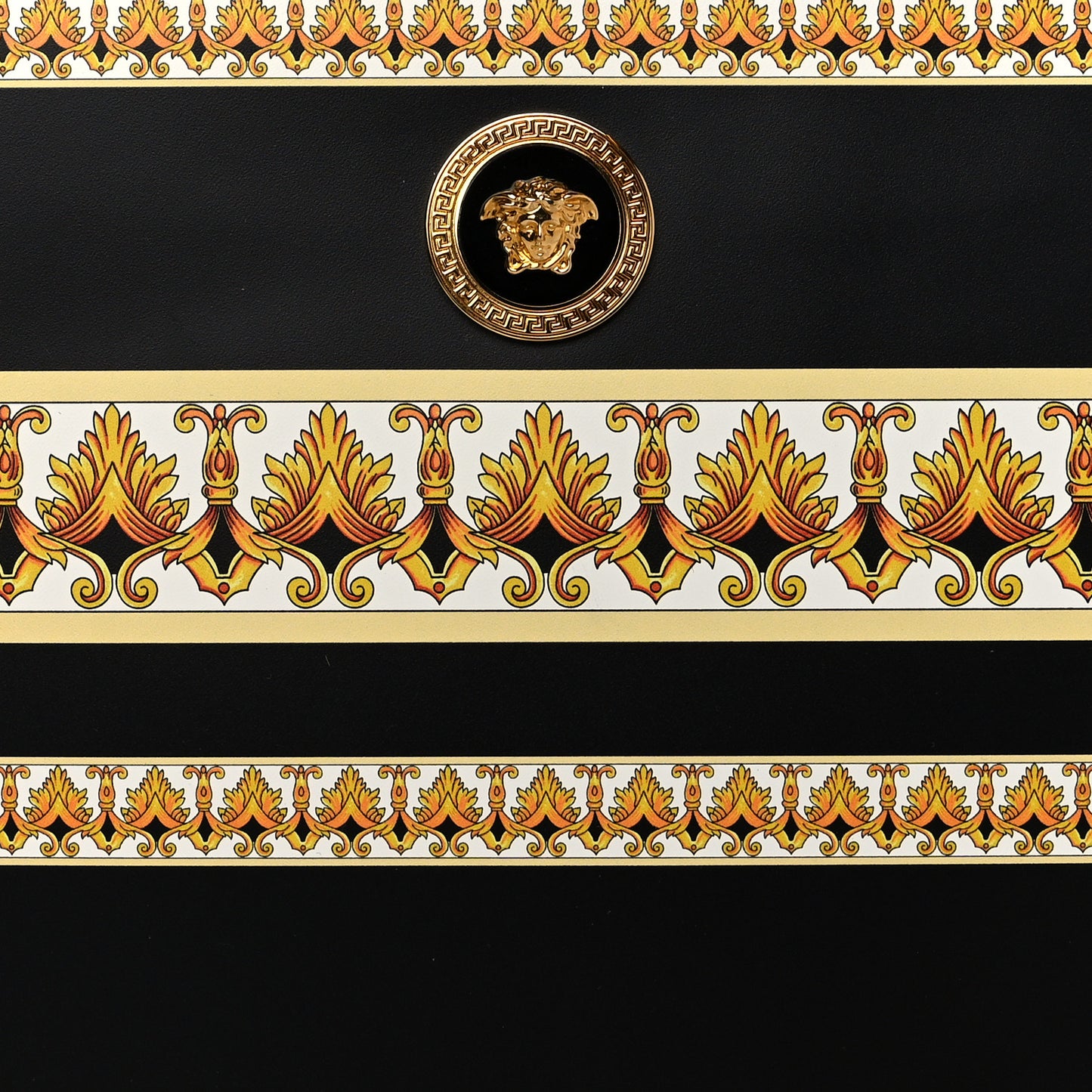 Calfskin Baroque Print La Medusa Pouch Black