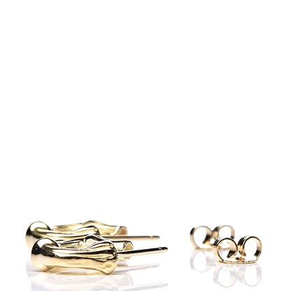 Tiffany 18K Yellow Gold Mini Bamboo Hoop Earrings 3 of 5