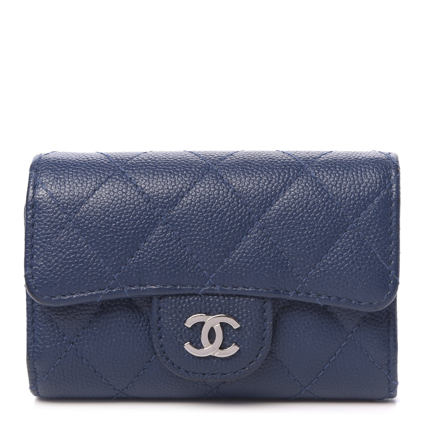Caviar Quilted Classic 4 Key Holder Wallet Blue