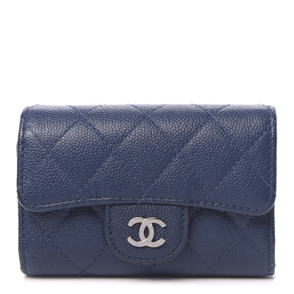 Chanel Caviar Quilted Classic 4 Key Holder Wallet Blue 1 of 9