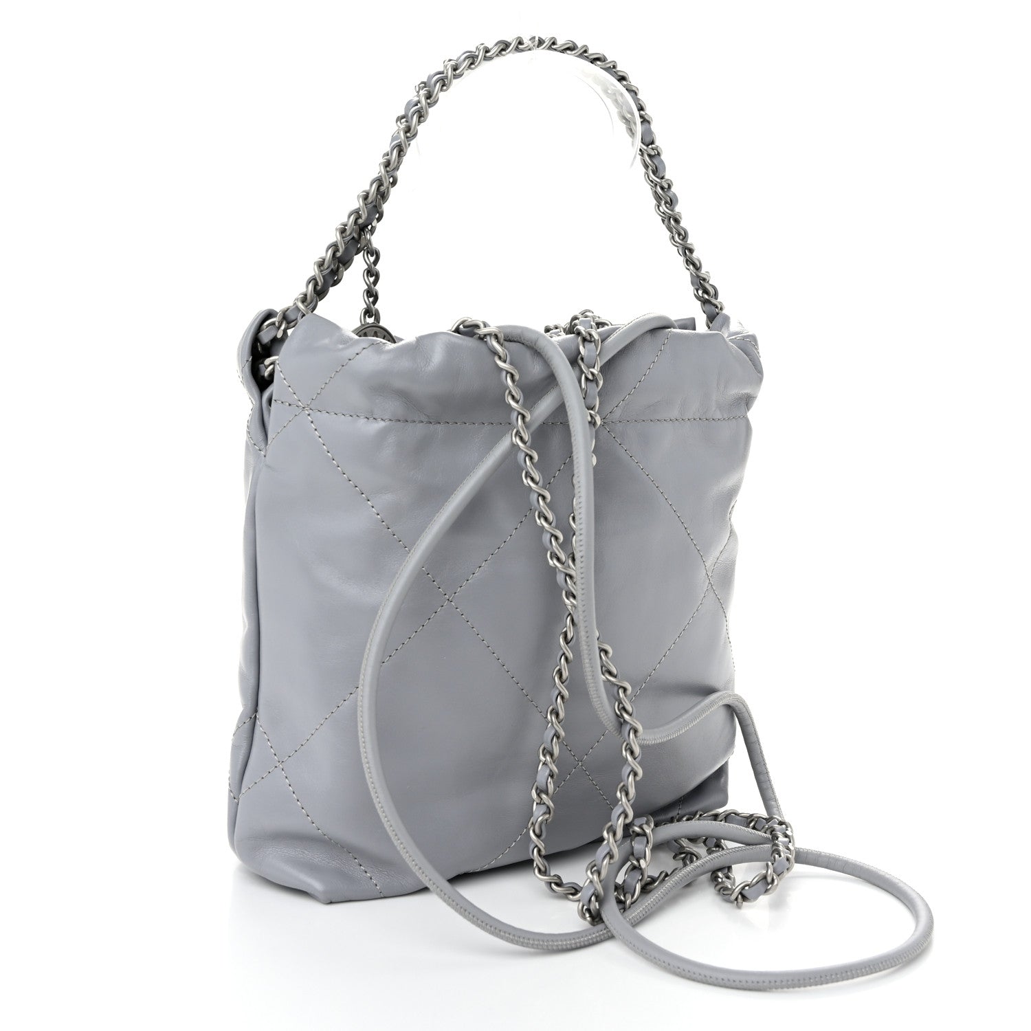 Chanel Shiny Calfskin Quilted Mini Chanel 22 Grey 3 of 11