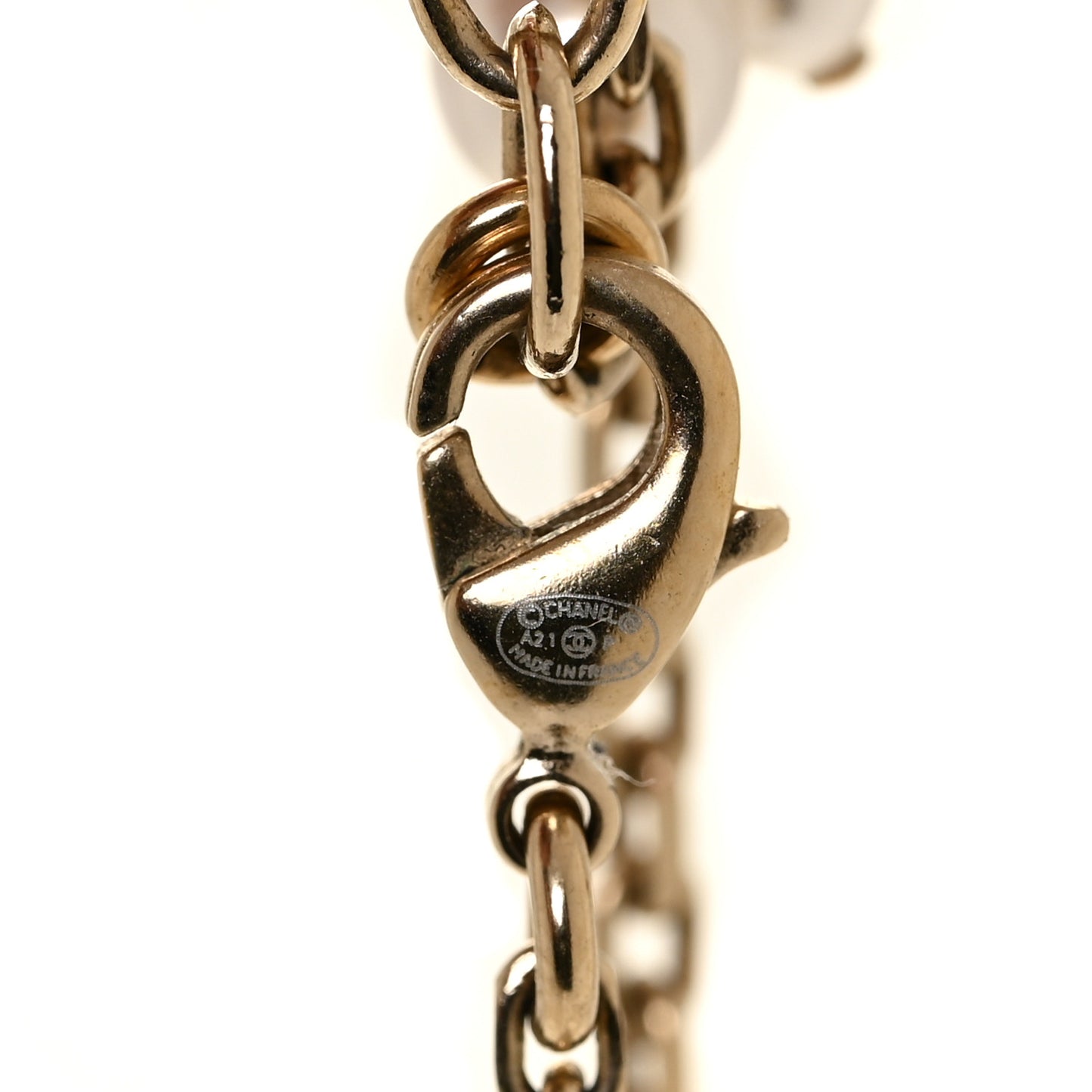 Pearl CC Chain Anklet Gold