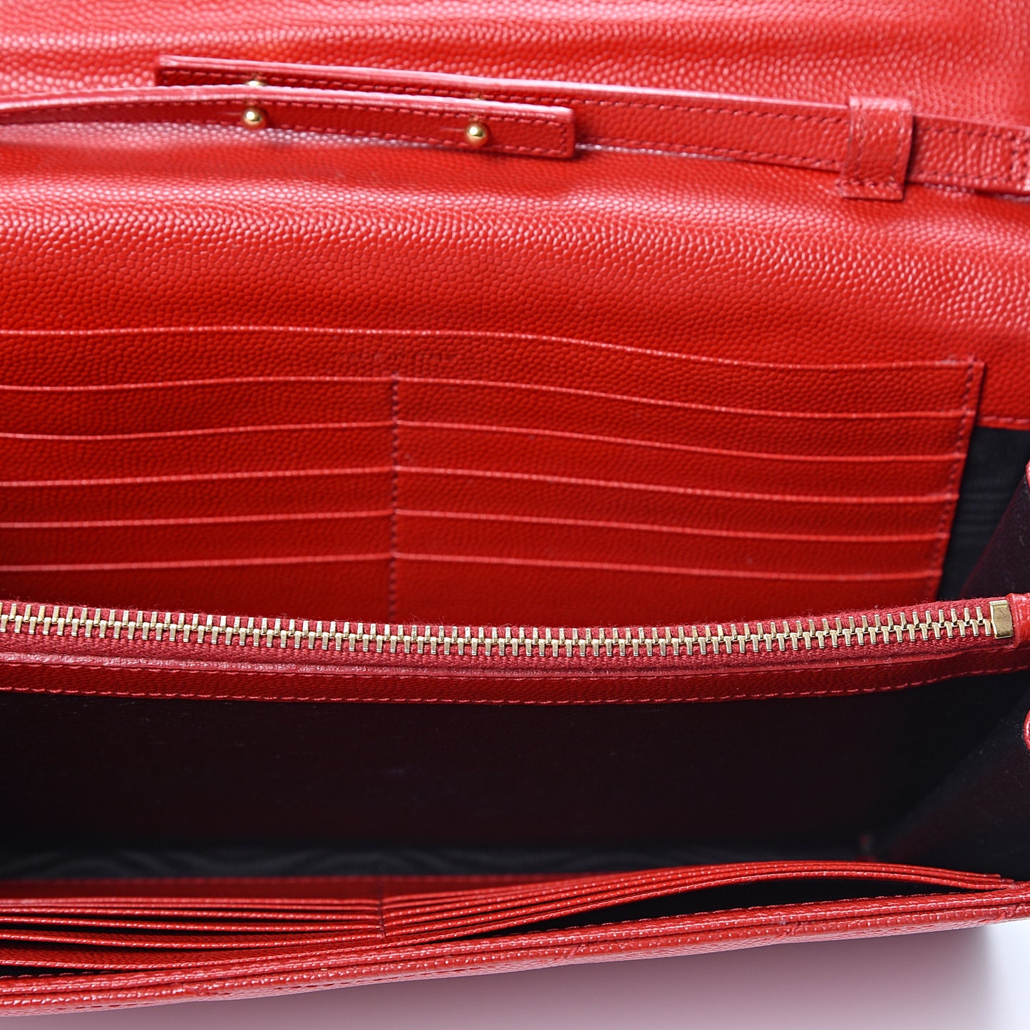 Grain De Poudre Matelasse Chevron Monogram Chain Wallet Red