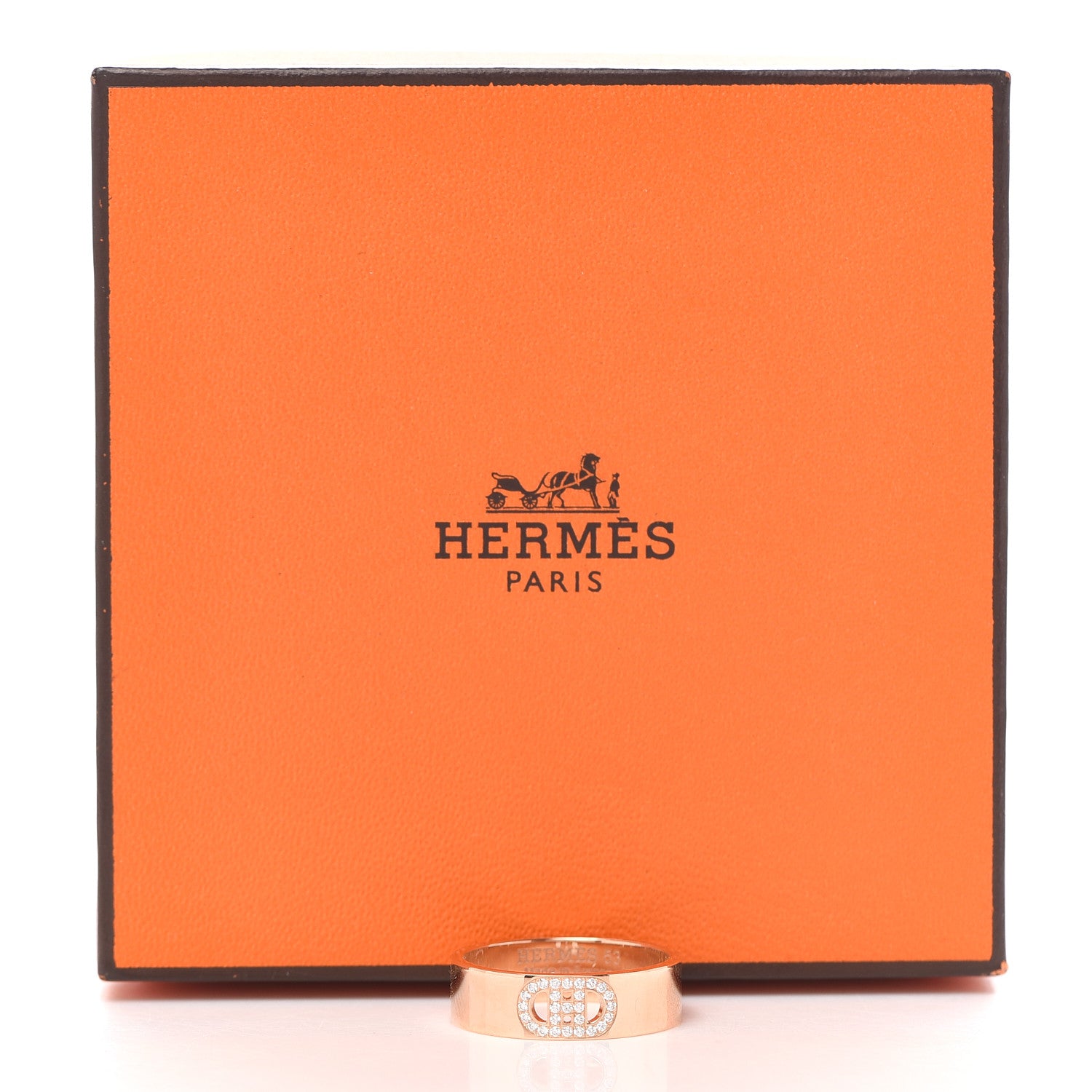 Hermes 18K Rose Gold Diamond PM H D'Ancre Ring 53 6.25 5 of 5