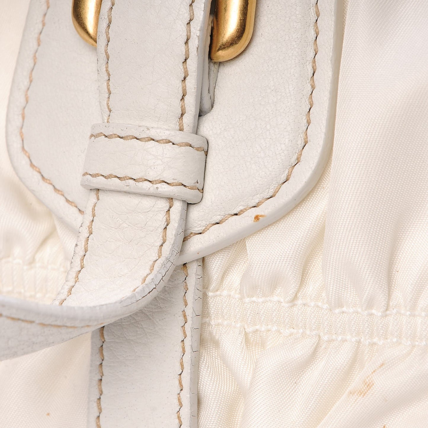 Tessuto Nylon Gaufre Shopping Satchel White