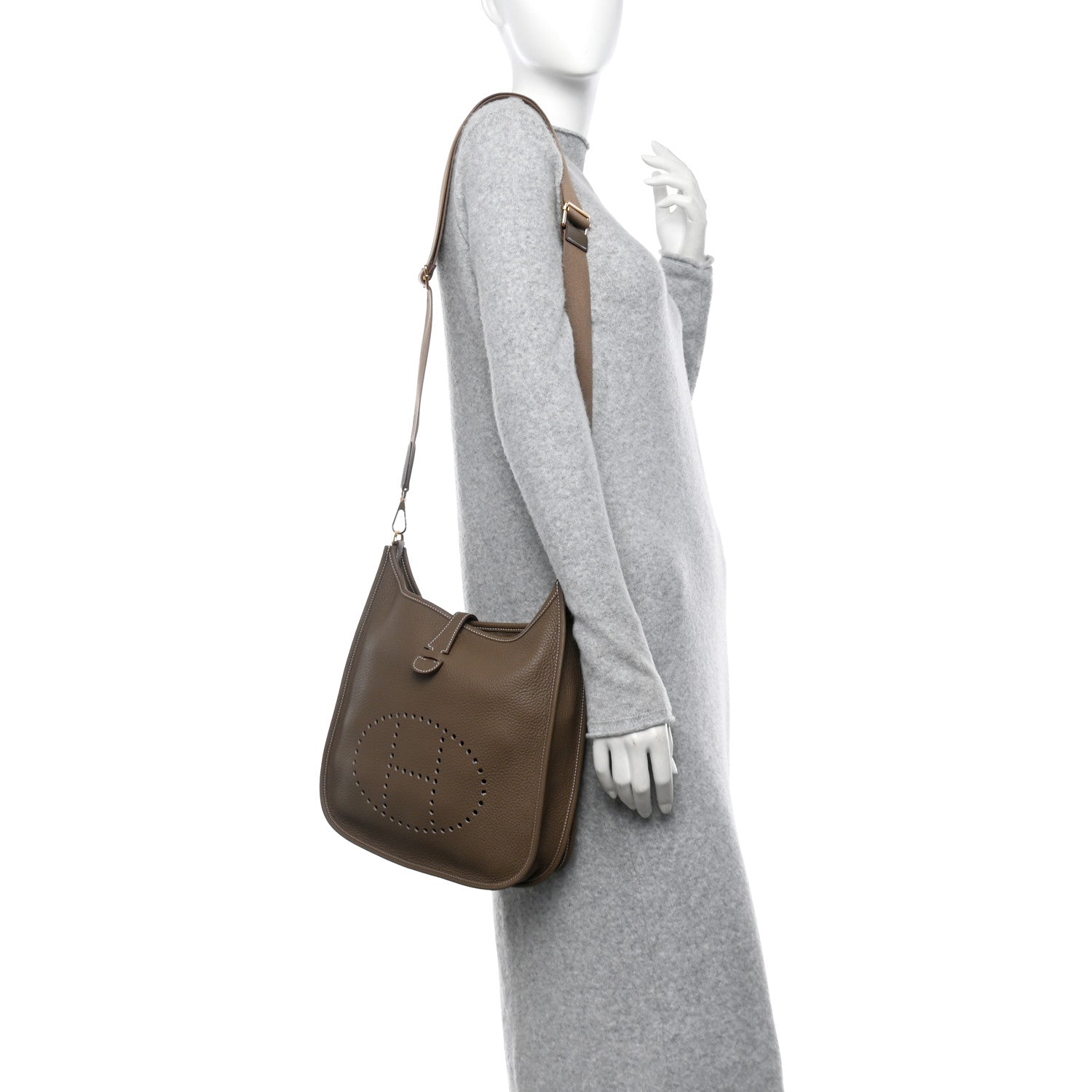 Hermes Taurillon Clemence EVELYNE III PM Etoupe 2 of 10