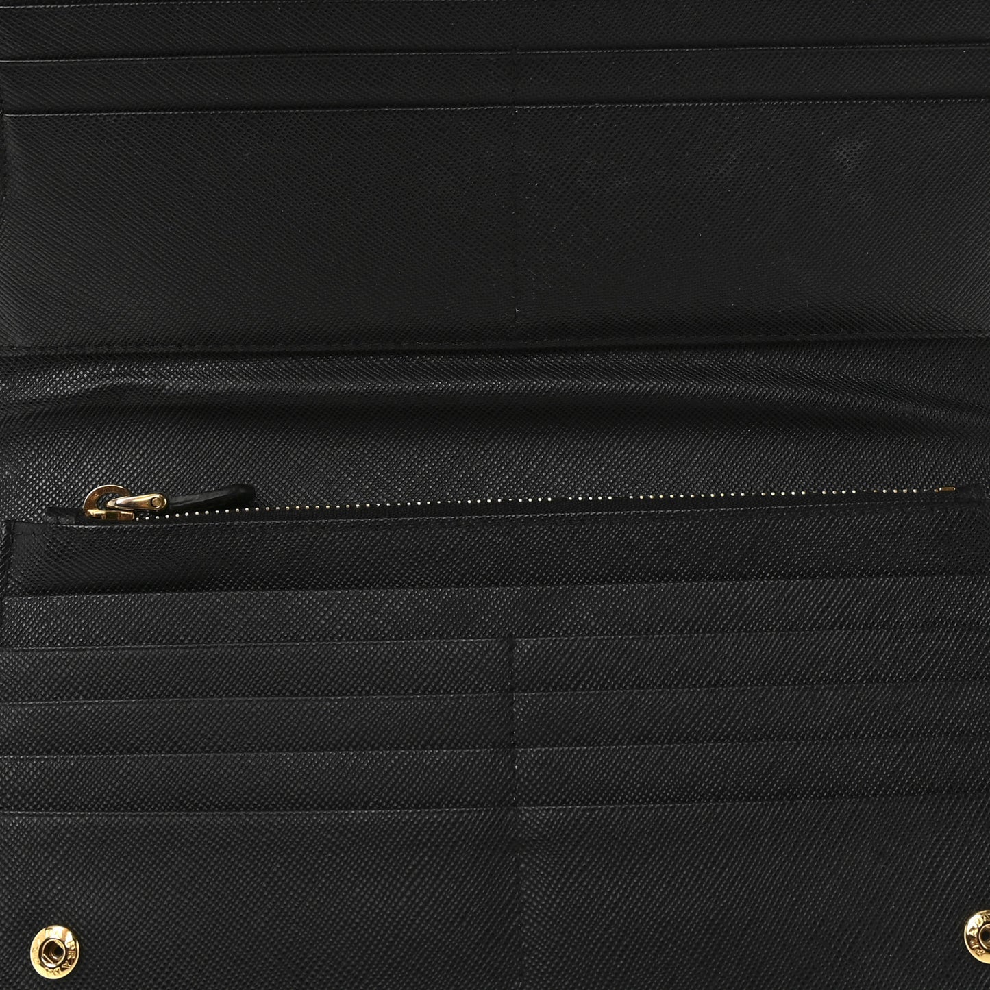 Saffiano Metal Double Snap Travel Wallet Black