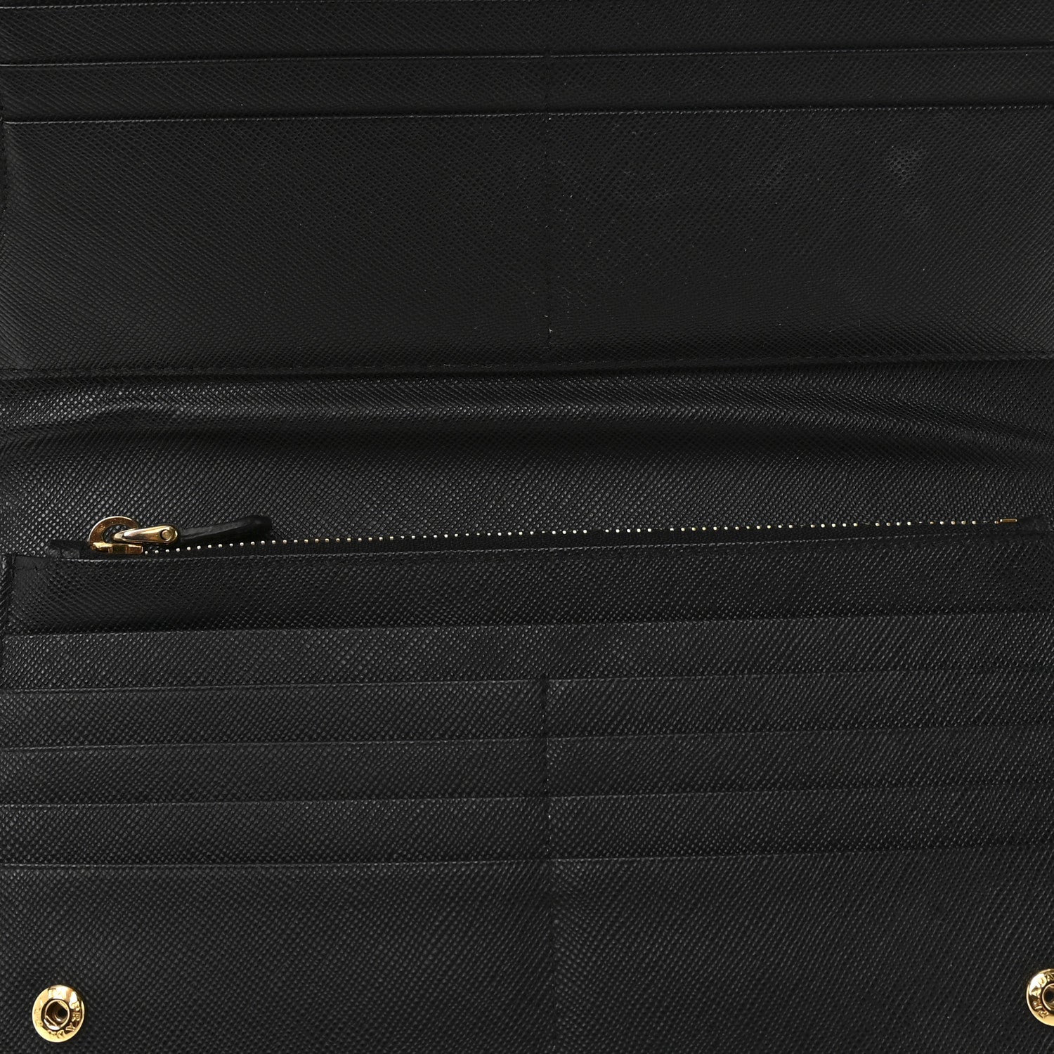 Prada Saffiano Metal Double Snap Travel Wallet Black 4 of 7