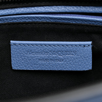 Alexander McQueen Pebbled Calfskin Small Skull Padlock Zip Around Tote Blue 6 of 9
