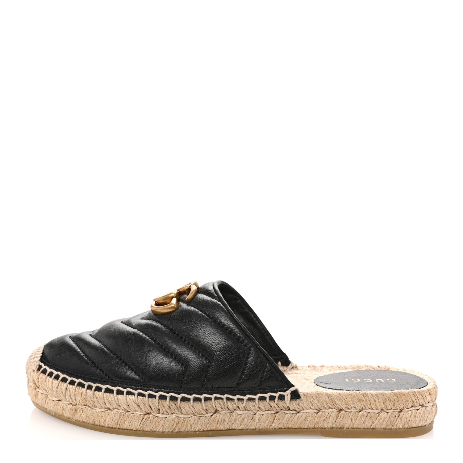 Gucci Nappa Matelasse GG Marmont Espadrille Slippers 36 Black 1 of 10