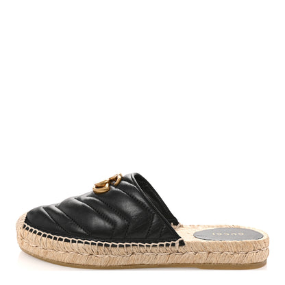 Gucci Nappa Matelasse GG Marmont Espadrille Slippers 36 Black 1 of 10