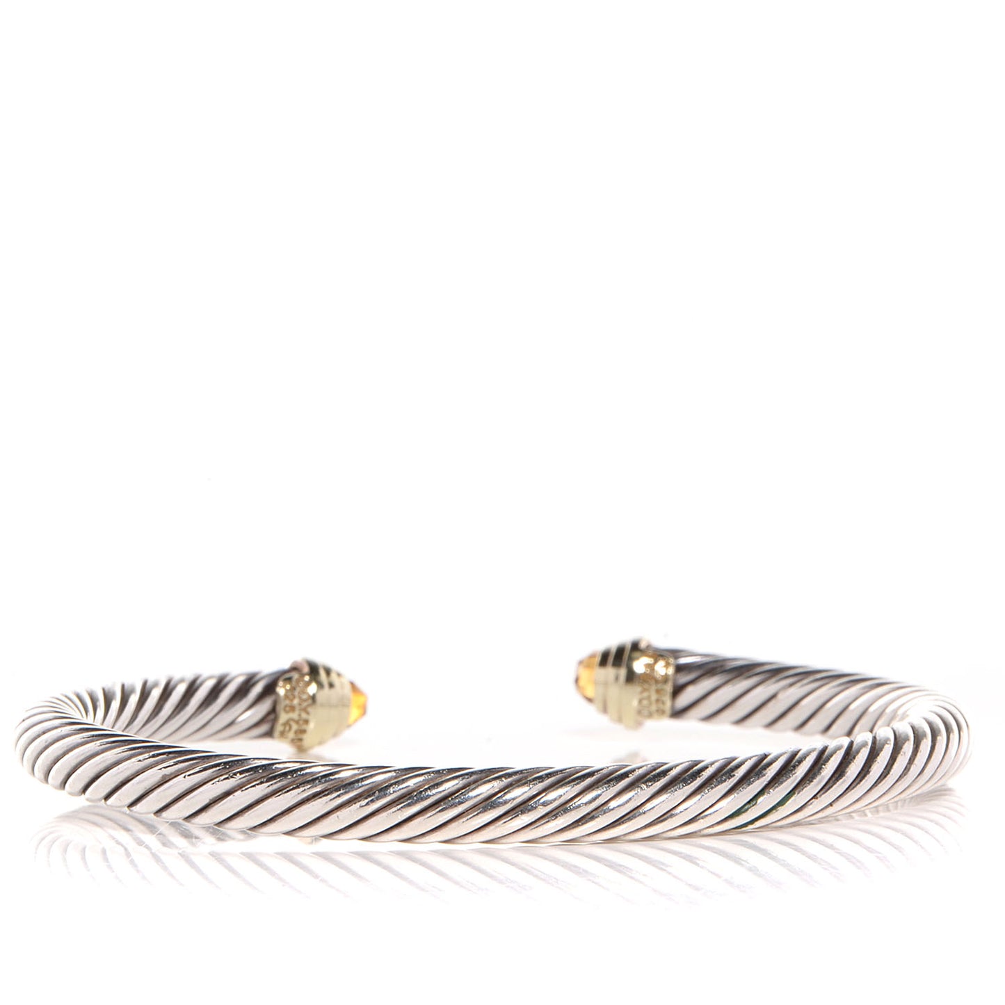 Sterling Silver 14K Yellow Gold Citrine 5mm Cable Classics Petite Color Bracelet