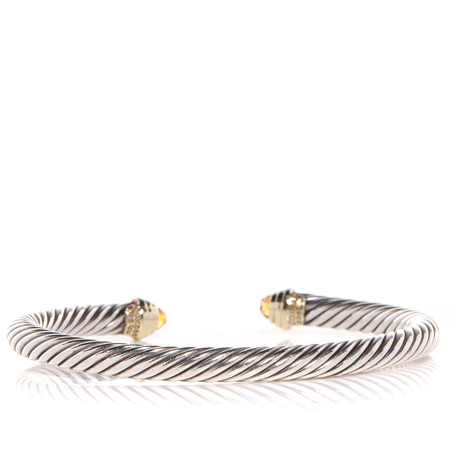 David Yurman Sterling Silver 14K Yellow Gold Citrine 5mm Cable Classics Petite Color Bracelet 3 of 6