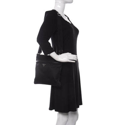 Prada Tessuto Nylon Saffiano Flat Messenger Bag Black 2 of 10