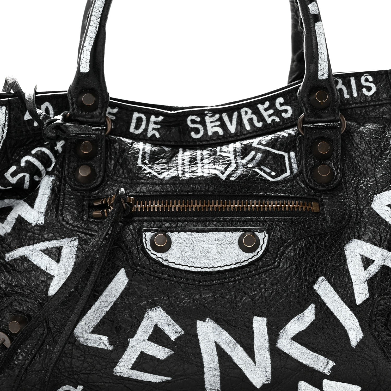 Balenciaga Agneau Classic Hardware Graffiti All Over S City Black Black 9 of 11