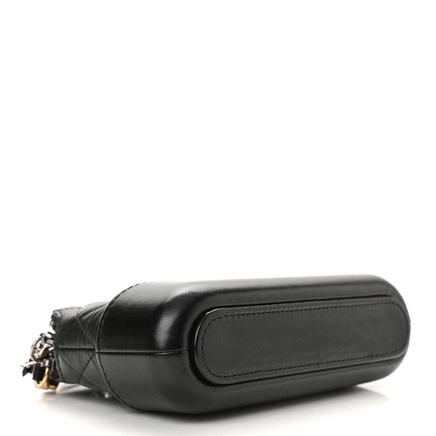 Aged Calfskin Quilted Small Gabrielle Clutch With Chain Black