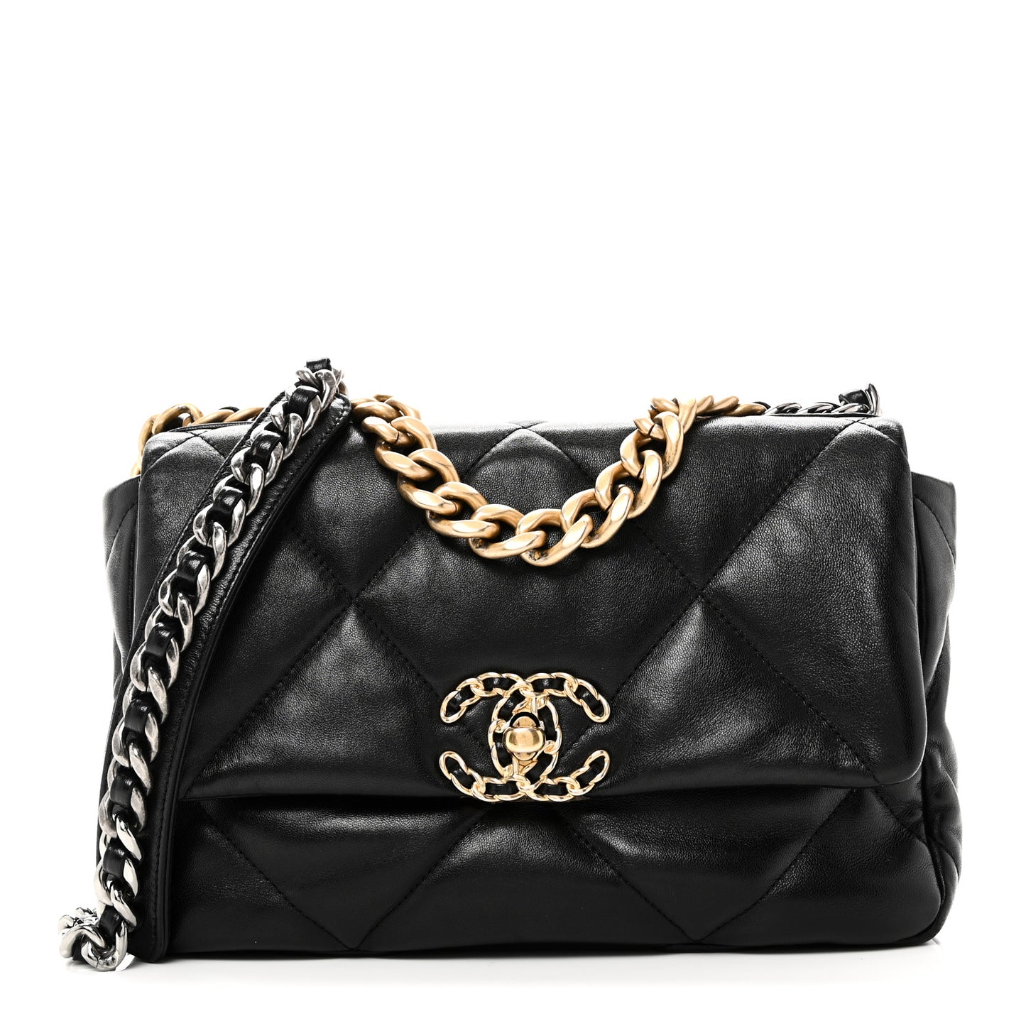 Goatskin Quilted Medium Chanel 19 Flap Black