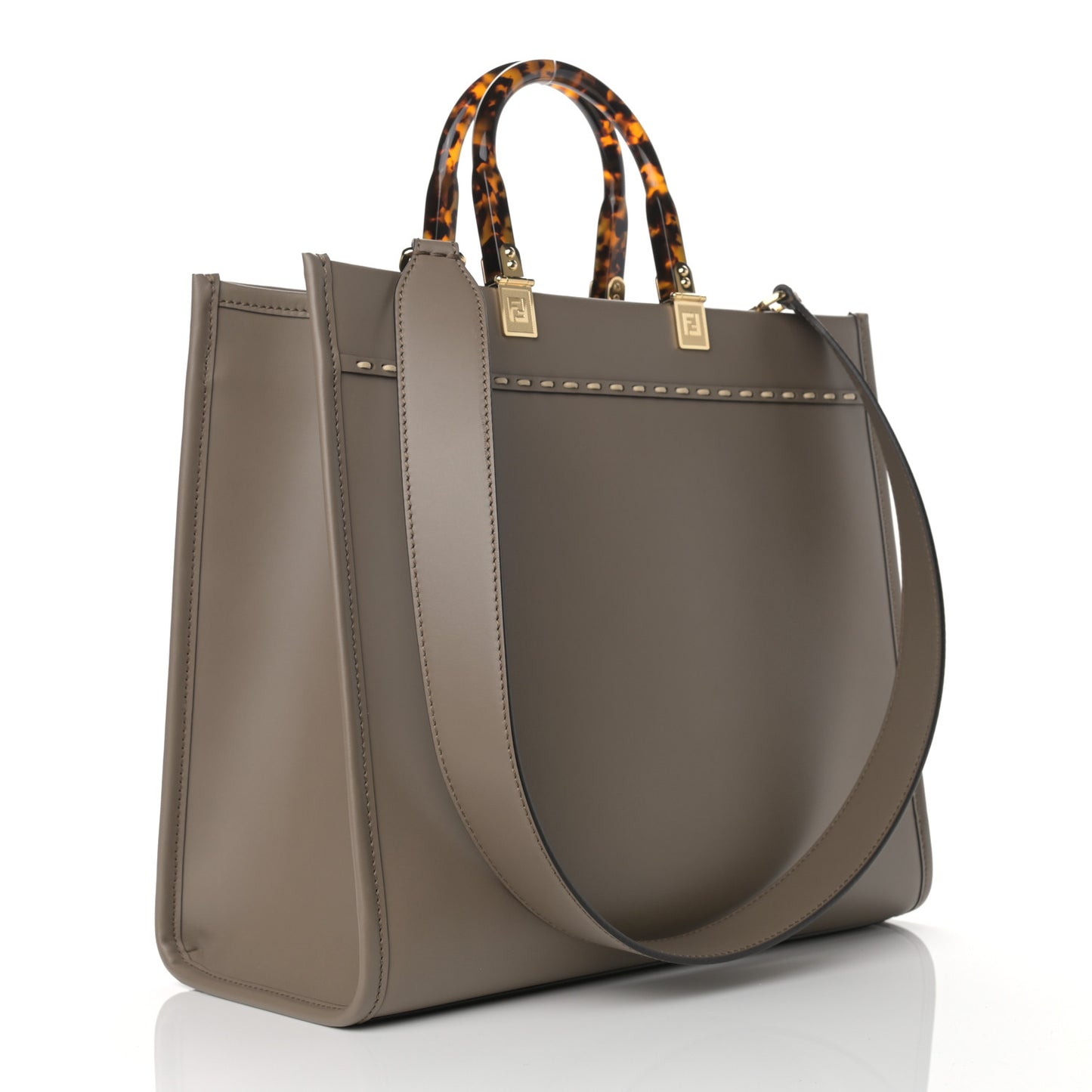 Vitello King Plexiglass Elaphe Python Print Logo Medium Fendi Sunshine Shopper Tote Tartufo Daisy Roccia